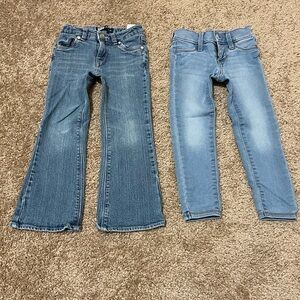 2pc Bundle Girls 5 5T Levi’s Old Navy Kids Blue Denim Bootcut & Skinny Jeans